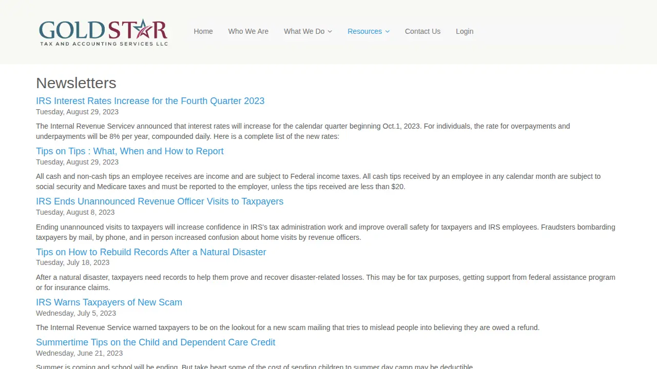 Gold Star Tax and Accounting Services LLC page