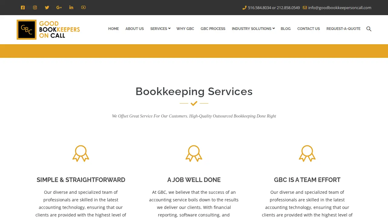 Good Bookkeepers On Call page