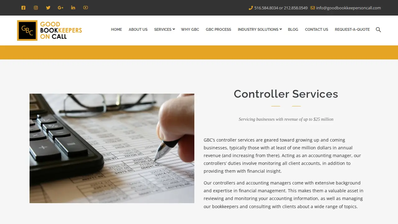 Good Bookkeepers On Call page