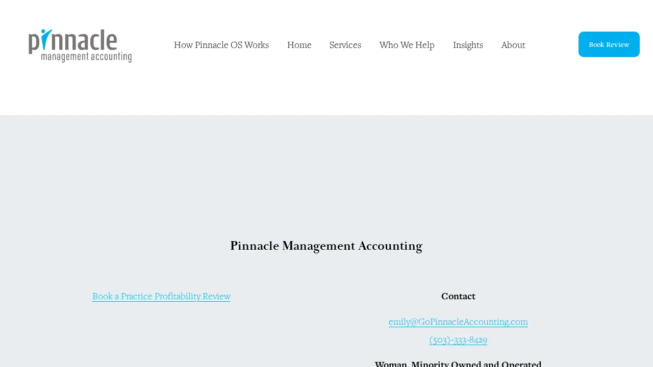 Pinnacle Management Accounting page