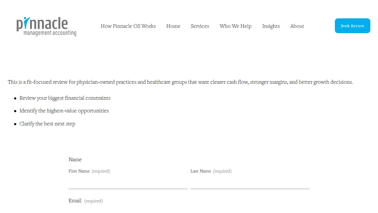 Pinnacle Management Accounting page