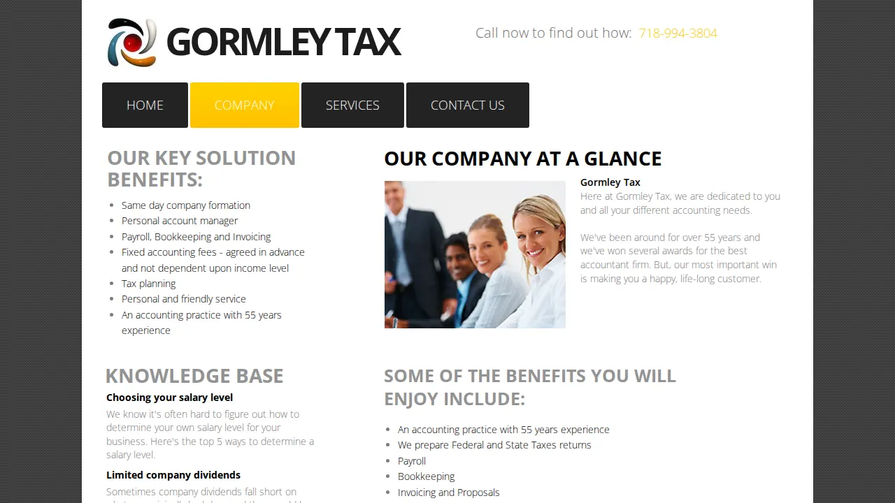 Gormley Tax Services page