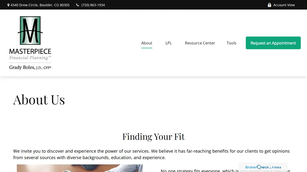 Masterpiece Financial Planning page