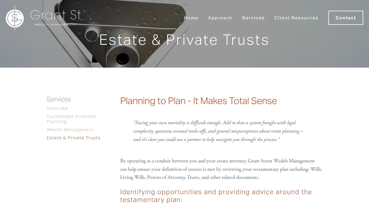 Grant Street Wealth Management page