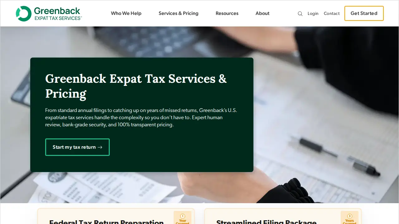 Greenback Expat Tax Services page