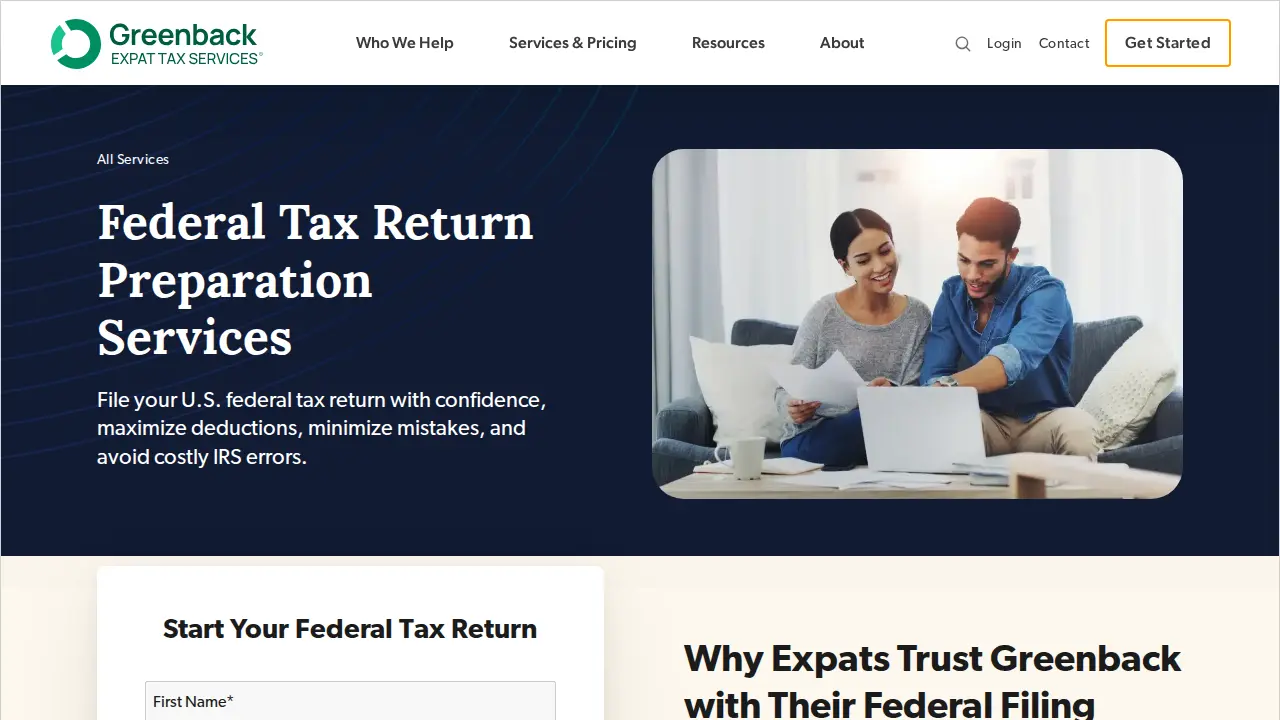 Greenback Expat Tax Services page