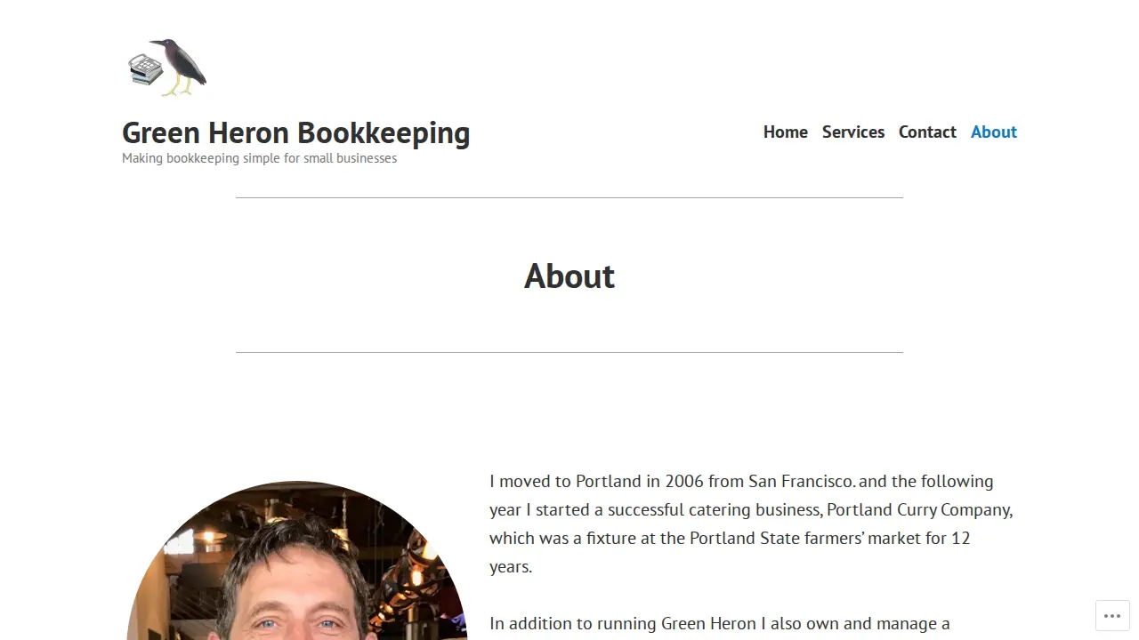 Green Heron Bookkeeping page