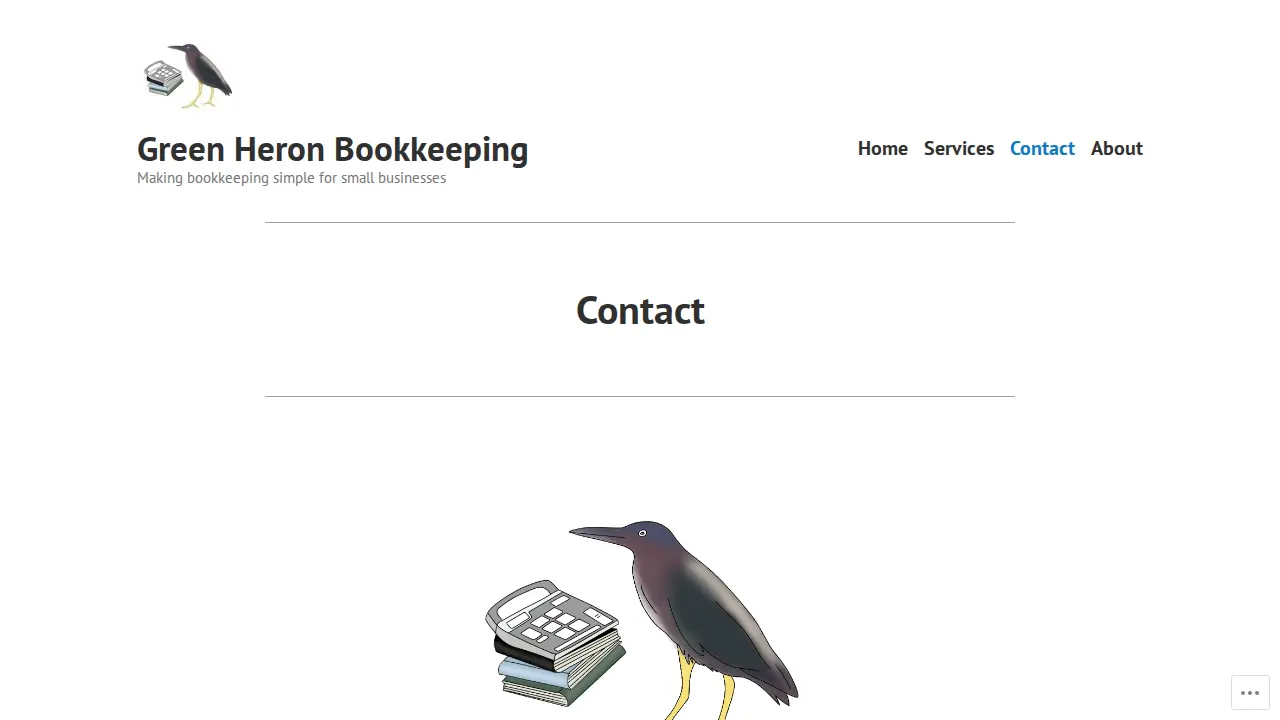 Green Heron Bookkeeping page