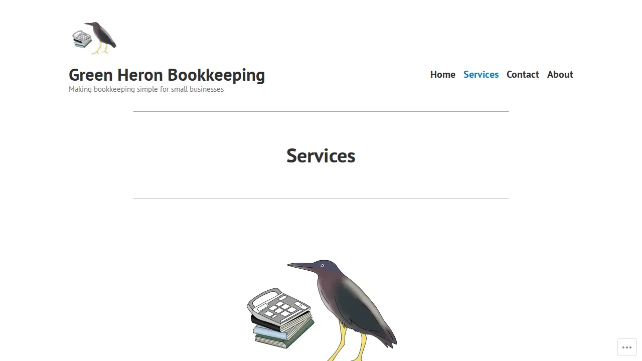 Green Heron Bookkeeping page