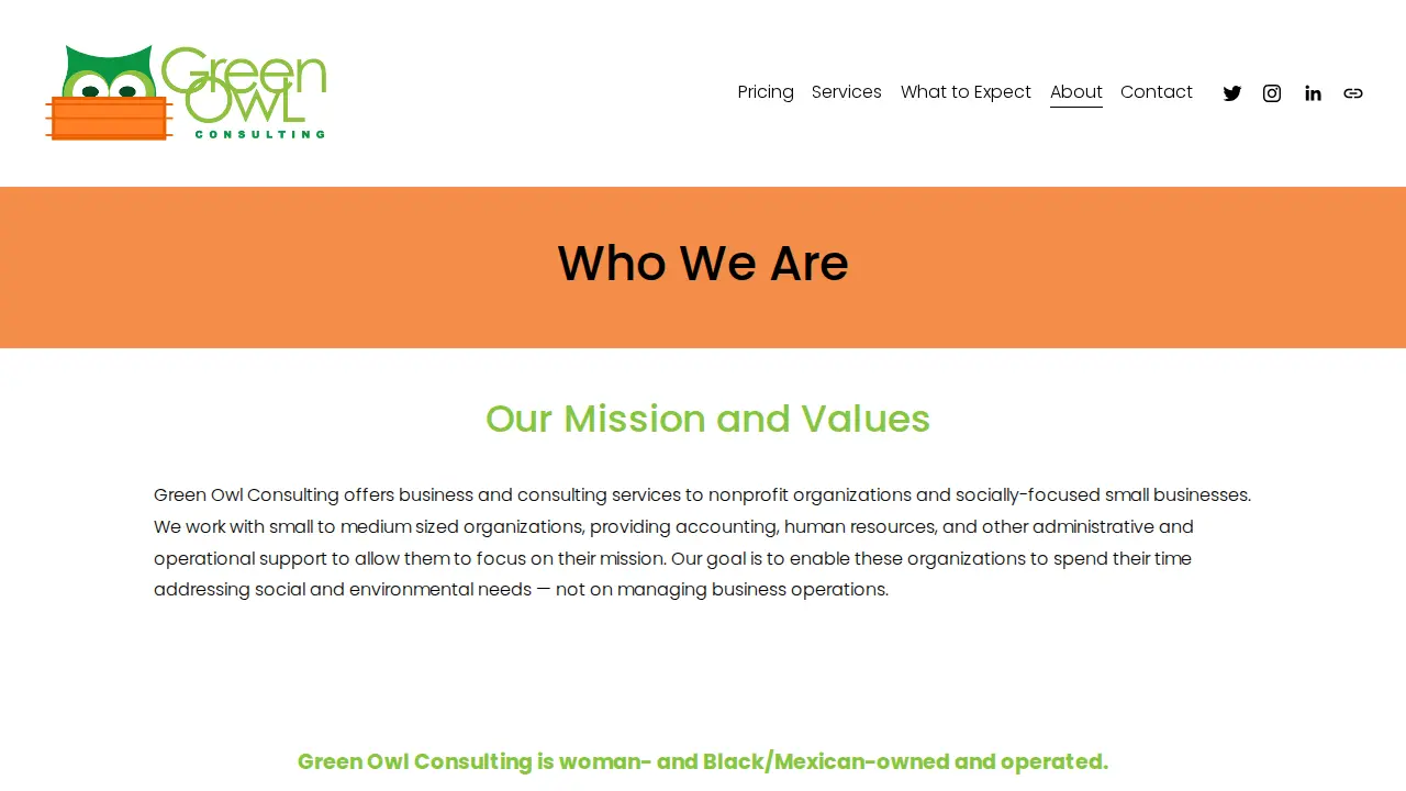Green Owl Consulting page