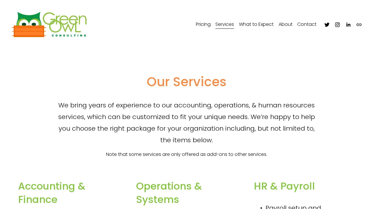 Green Owl Consulting page