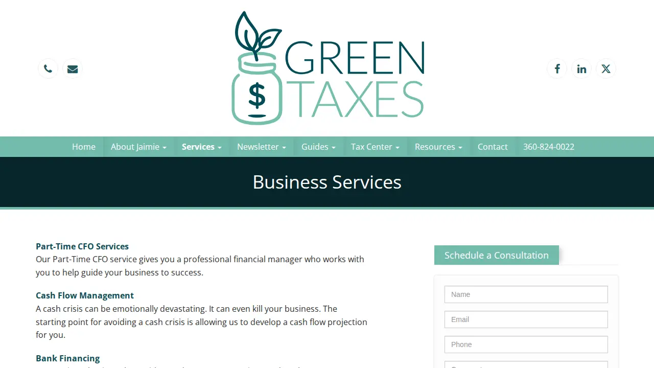 Green Taxes CPAs page