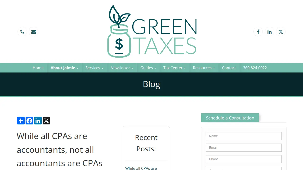 Green Taxes CPAs page