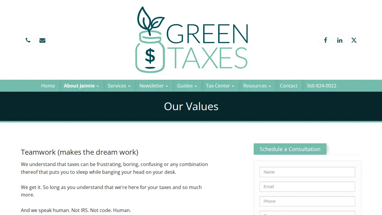 Green Taxes CPAs page