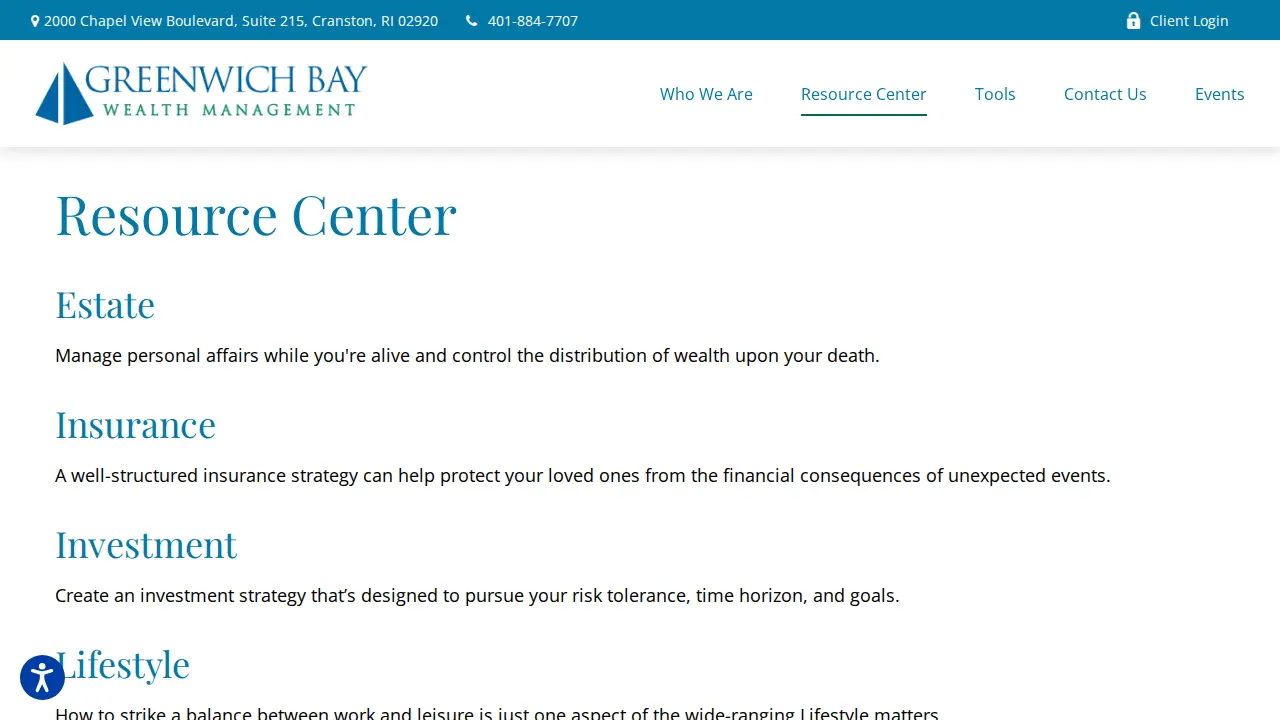 Greenwich Bay Wealth Management page