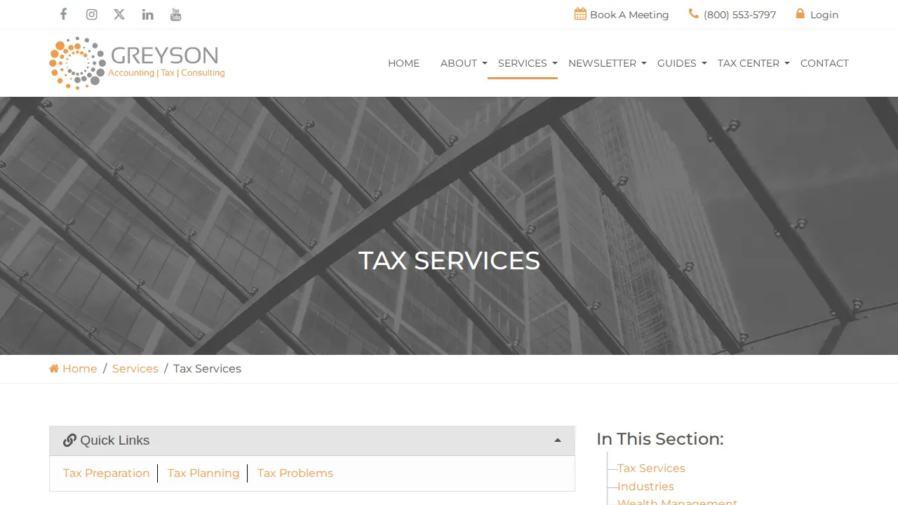 Greyson Tax & Consulting page