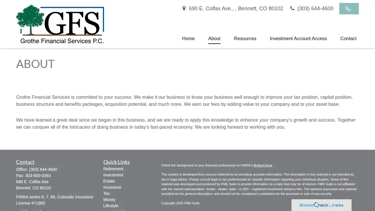 Grothe Financial Services PC page