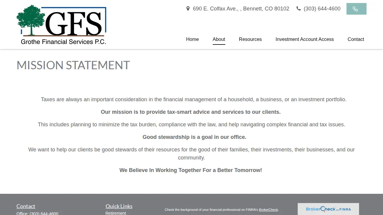 Grothe Financial Services PC page