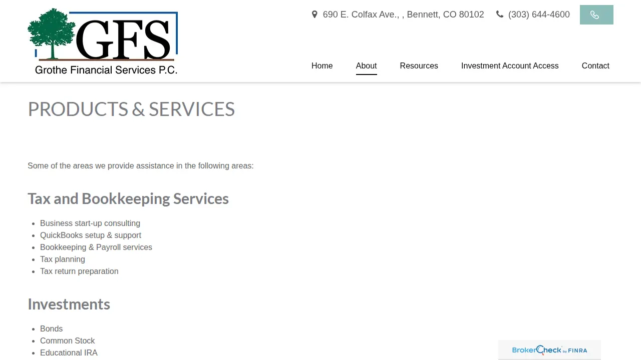 Grothe Financial Services PC page