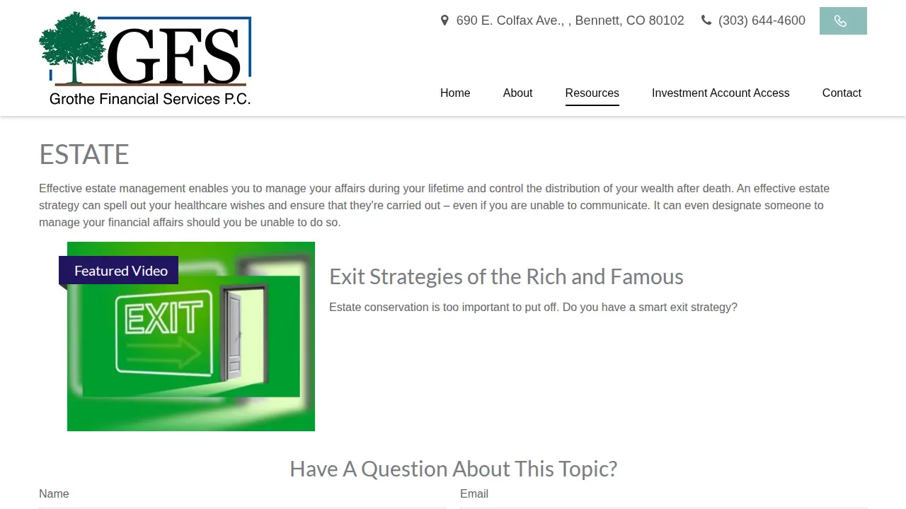Grothe Financial Services PC page