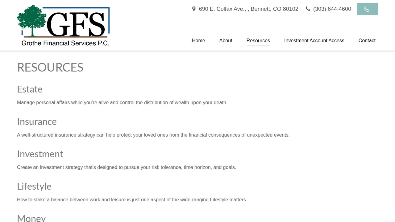 Grothe Financial Services PC page