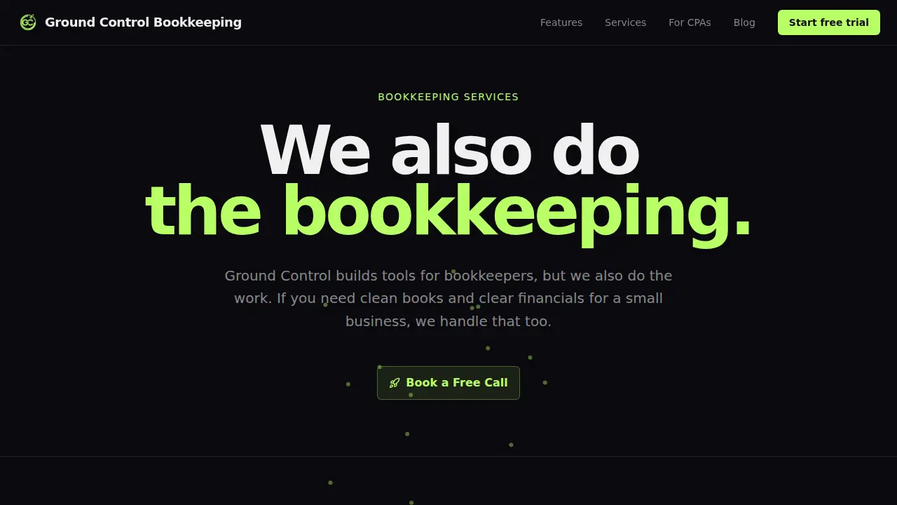 Ground Control Bookkeeping page