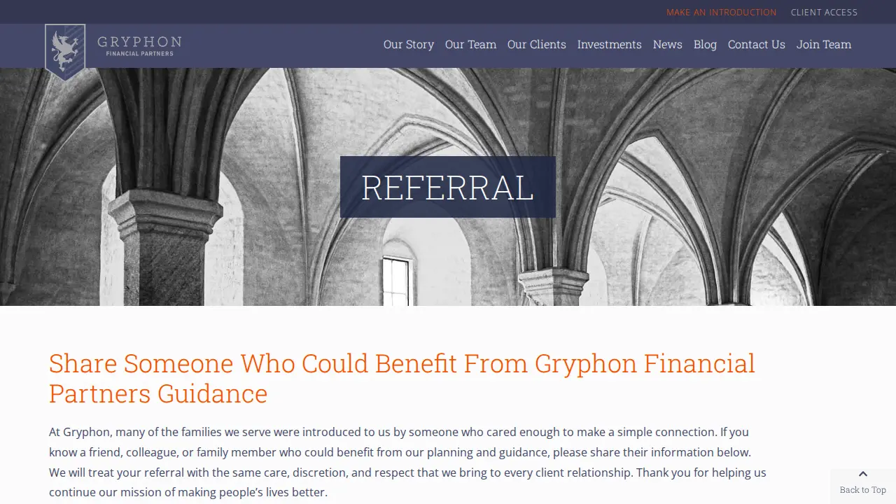 Gryphon Financial Partners page