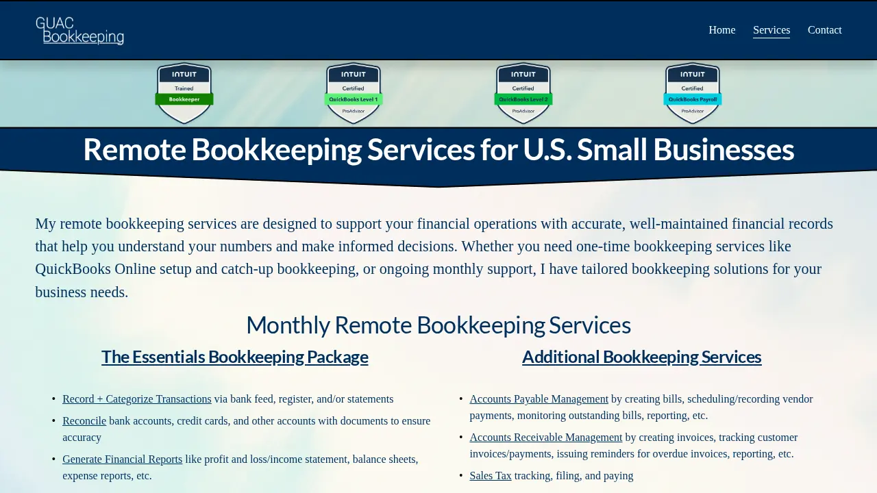 Guac Bookkeeping page