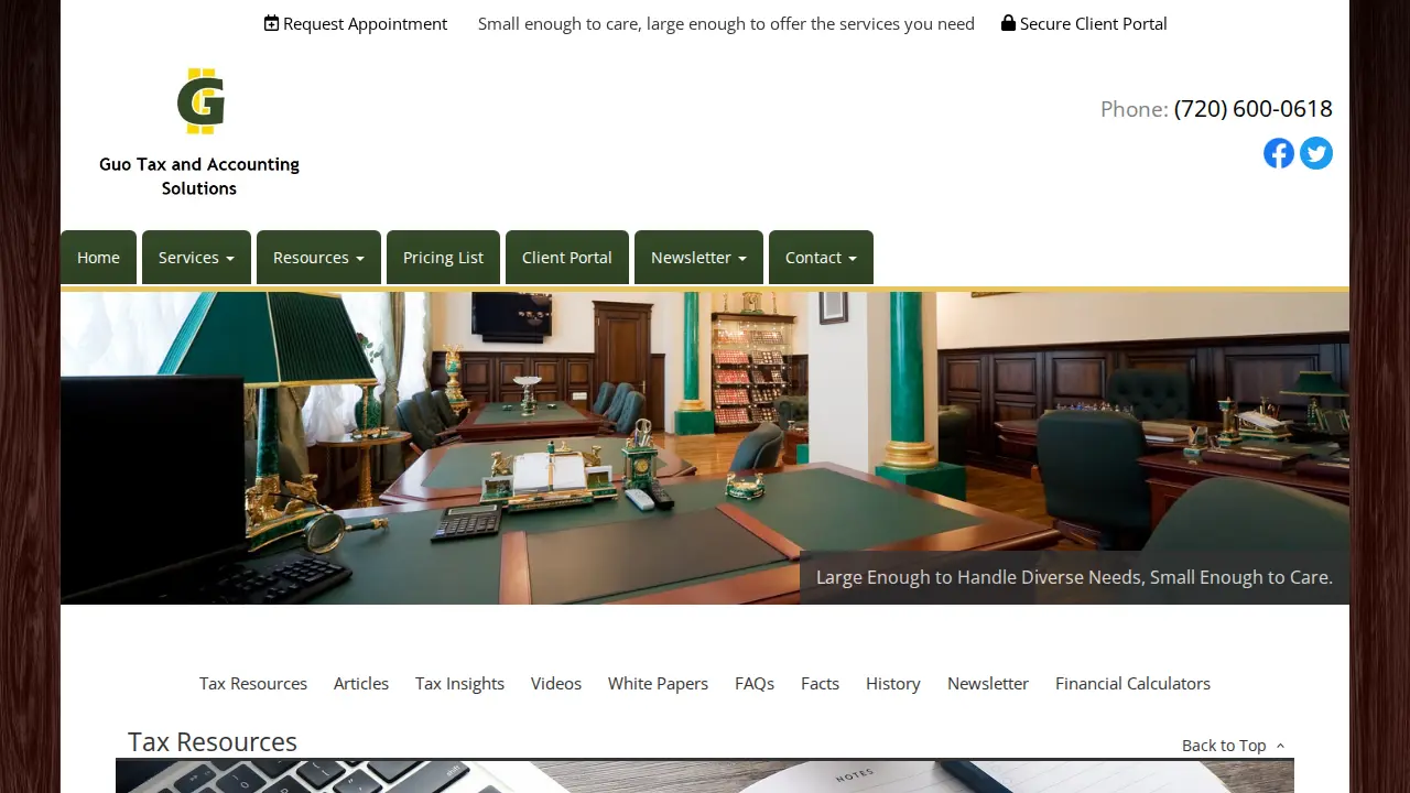 Guo Tax and Accounting Solutions page