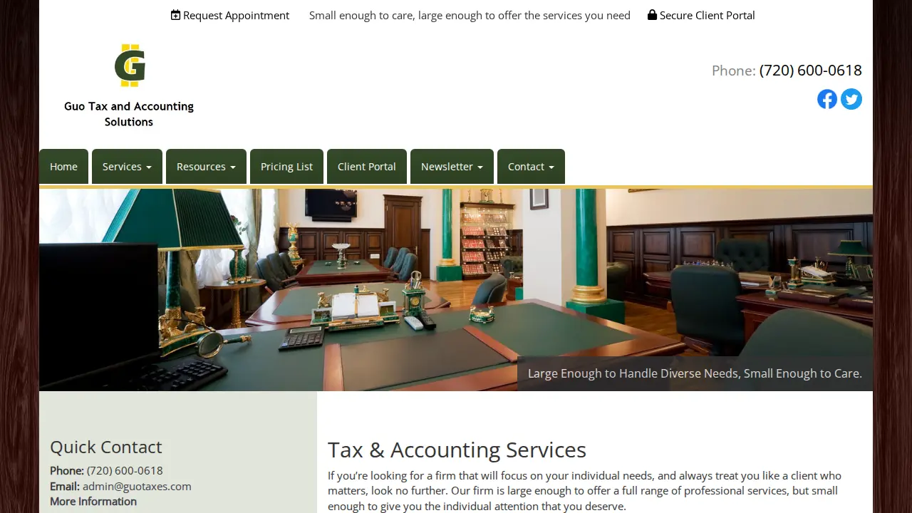 Guo Tax and Accounting Solutions page