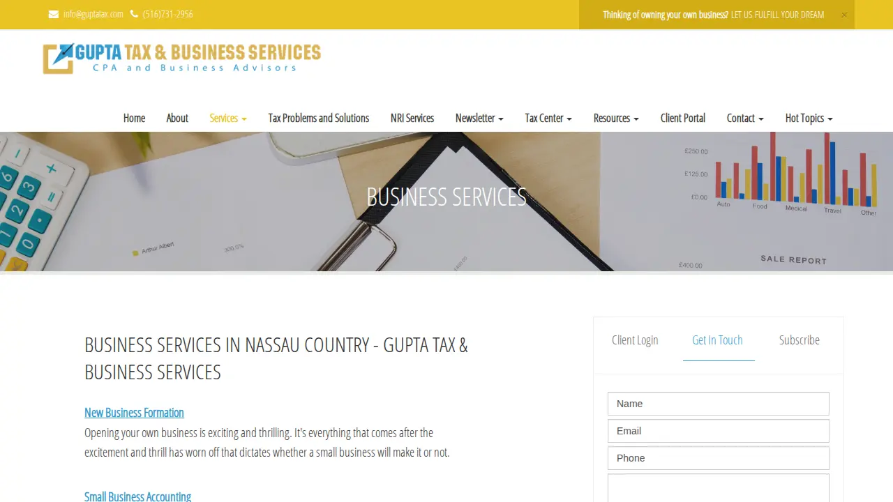 Gupta Tax & Business Services page