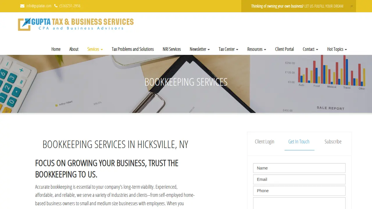 Gupta Tax & Business Services page
