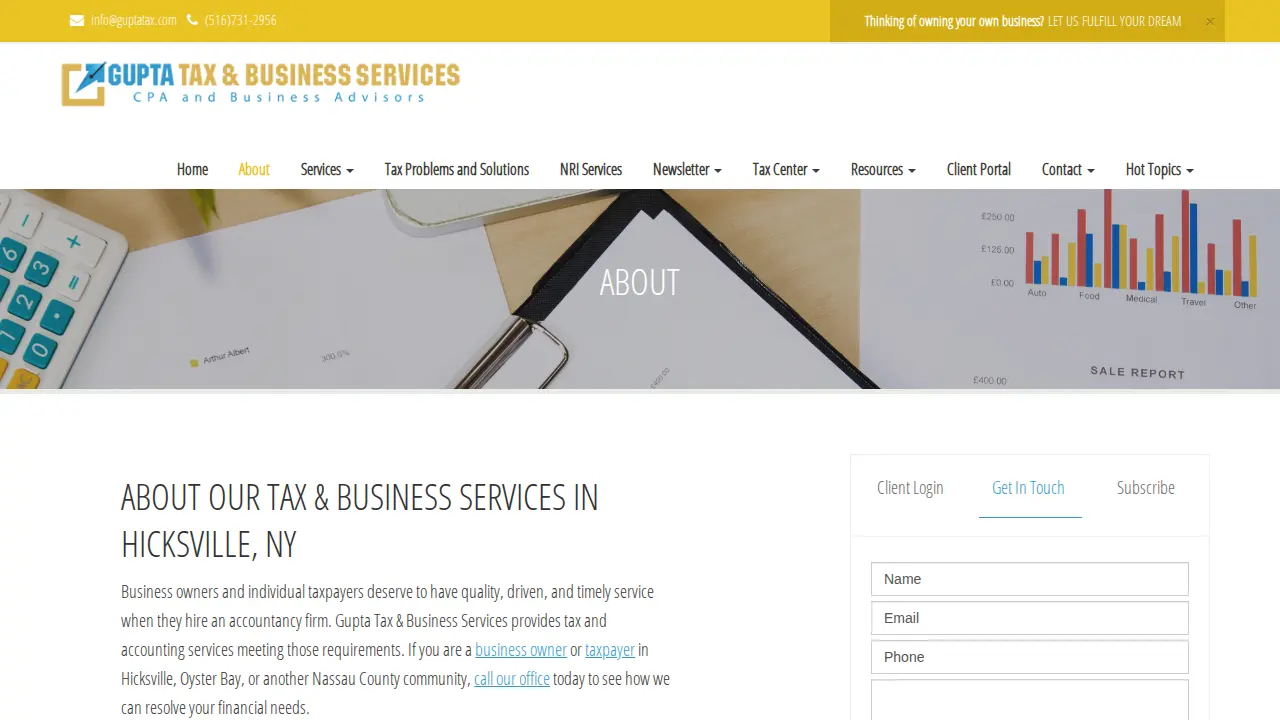Gupta Tax & Business Services page