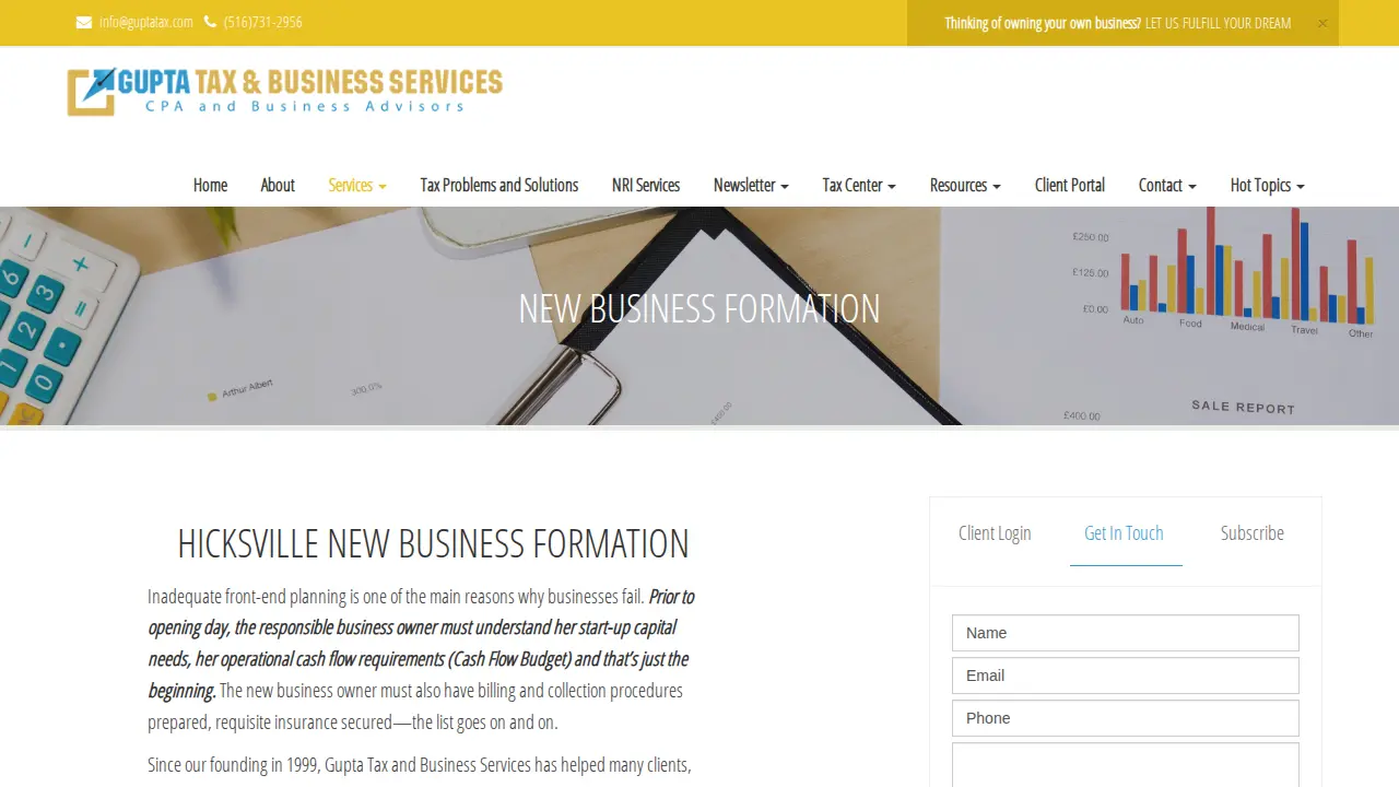 Gupta Tax & Business Services page