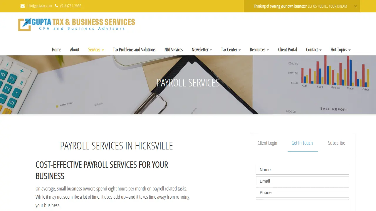 Gupta Tax & Business Services page