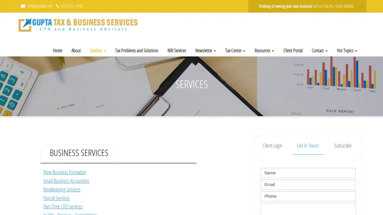 Gupta Tax & Business Services page