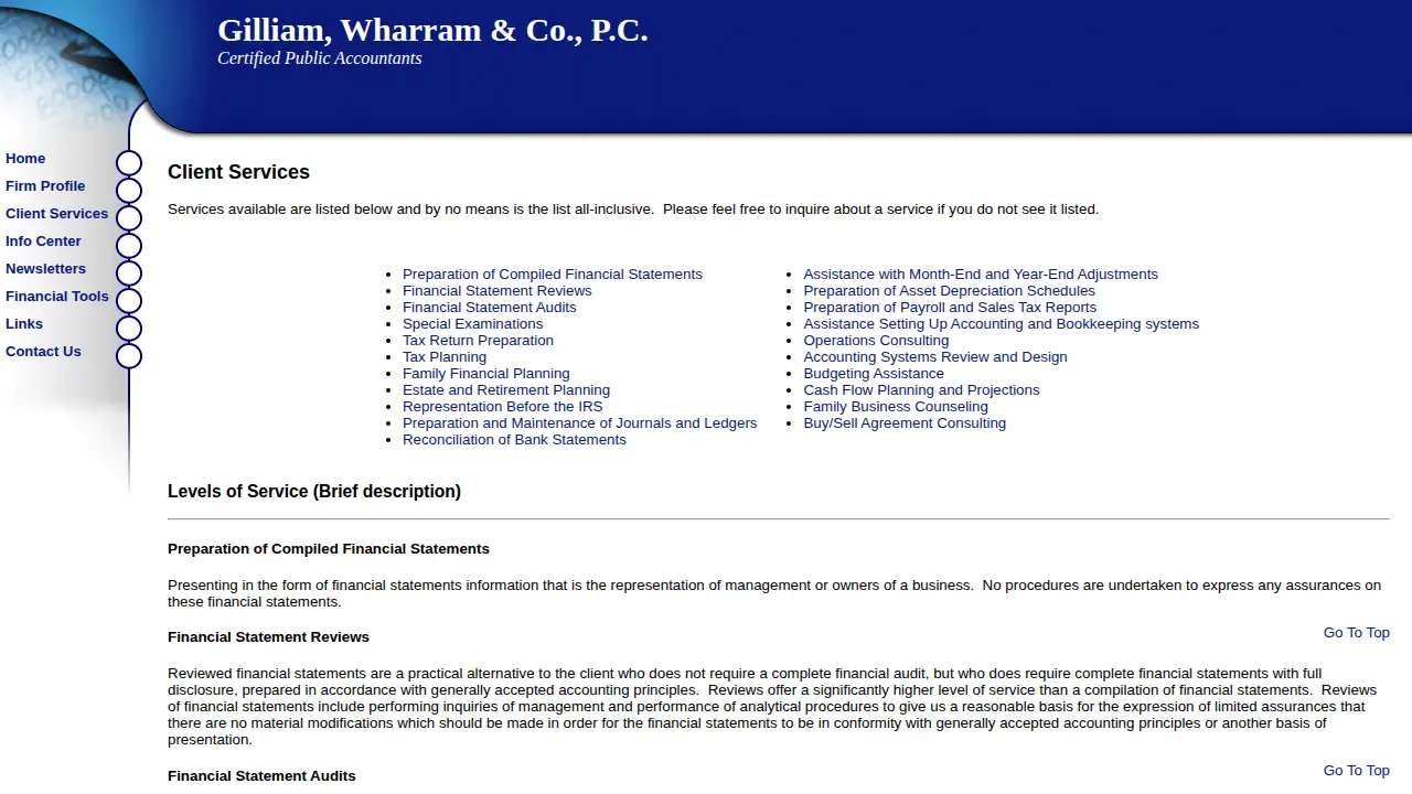 Gilliam Wharram & Co., P.C. page