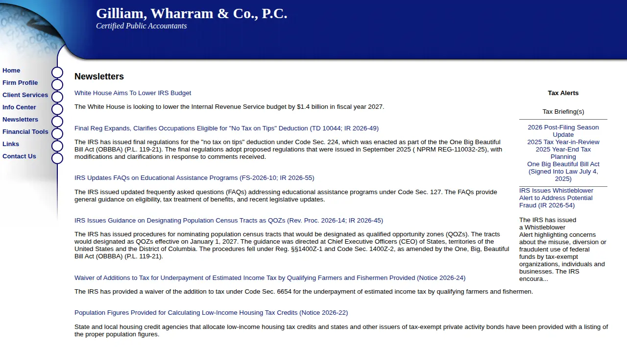 Gilliam Wharram & Co., P.C. page