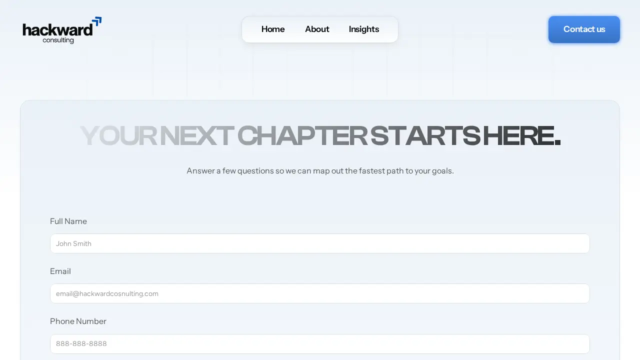 Hackward Consulting page