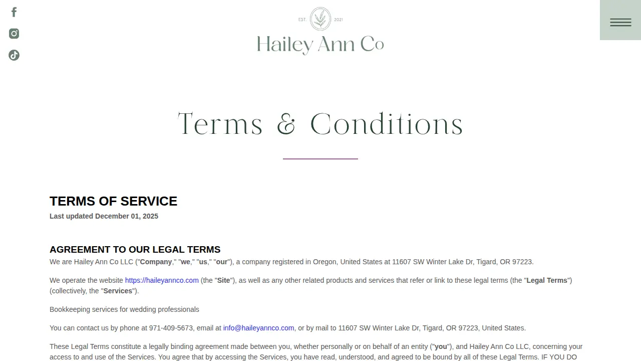 Hailey Ann Co page