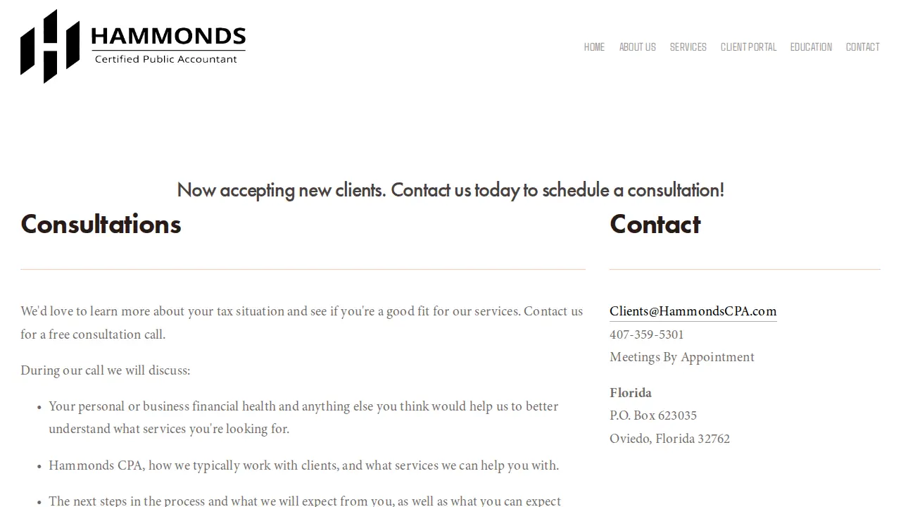 Hammonds & Associates, CPAs page