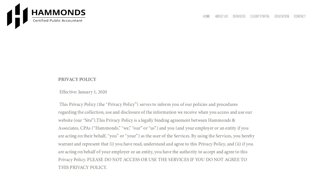 Hammonds & Associates, CPAs page