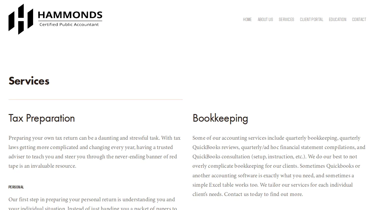 Hammonds & Associates, CPAs page