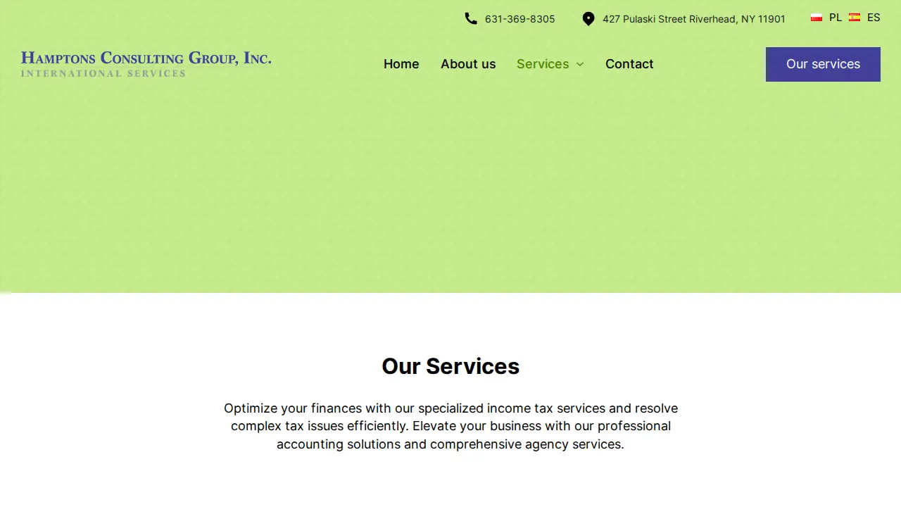 Hamptons Consulting Group Inc. - Polska Agencja Podatki Nowy Jork page