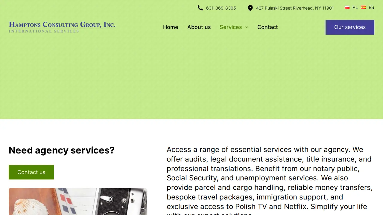 Hamptons Consulting Group Inc. - Polska Agencja Podatki Nowy Jork page