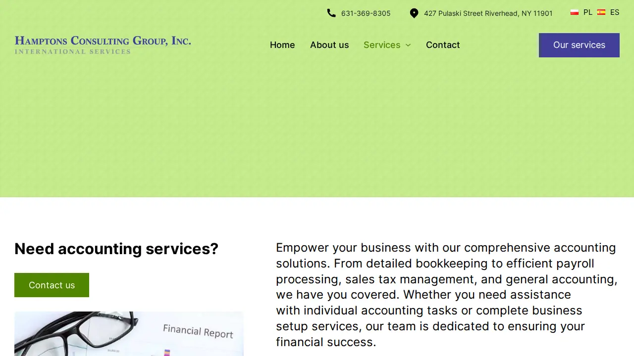 Hamptons Consulting Group Inc. - Polska Agencja Podatki Nowy Jork page