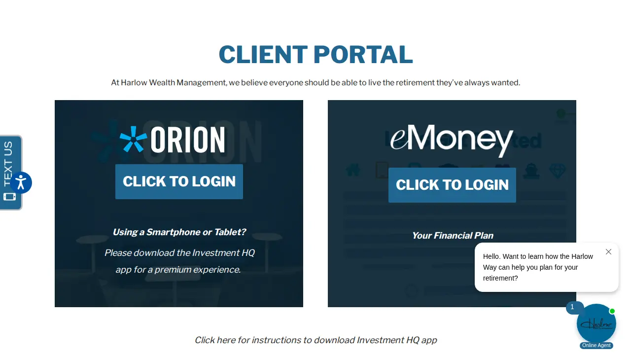 Harlow Wealth Management page