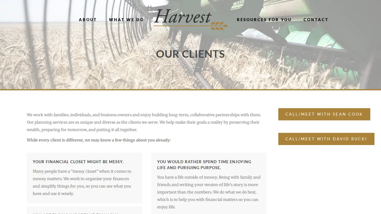 Harvest Advisers page