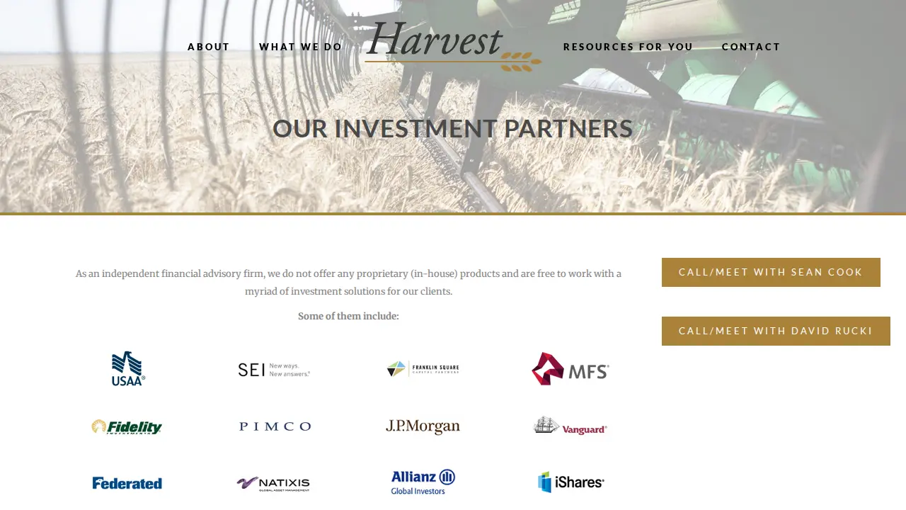 Harvest Advisers page
