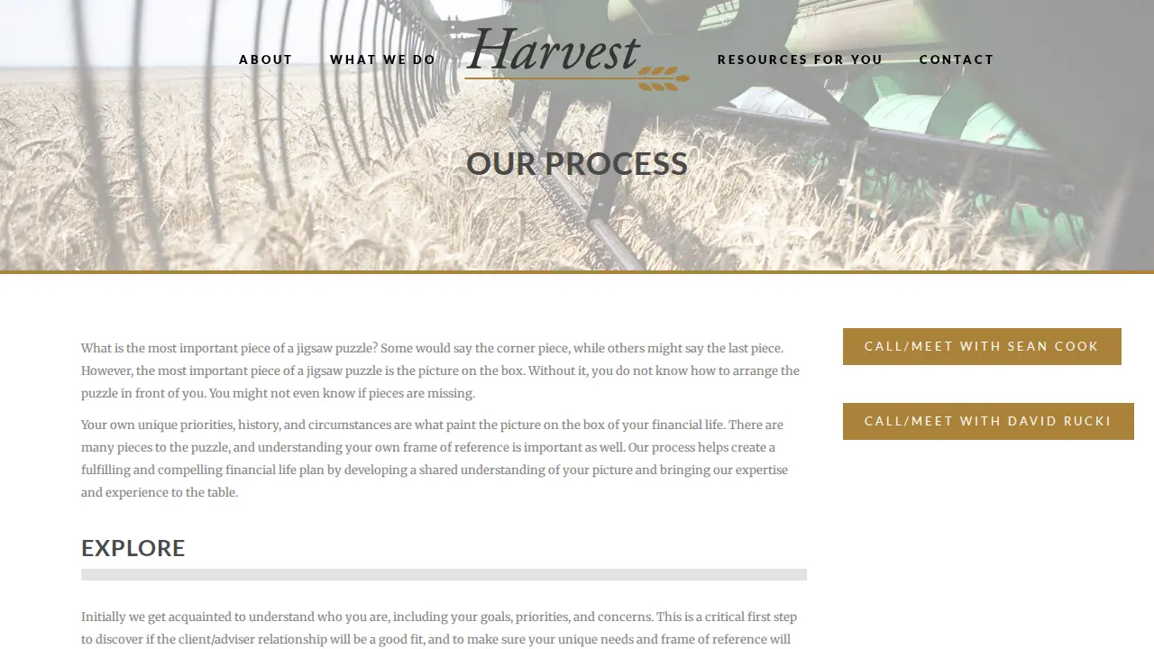 Harvest Advisers page
